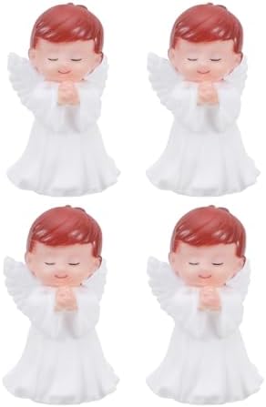 Ciieeo 12-Pack Praying Angel Miniature Figurines - Lightweight Vinyl Cake Toppers for Baptism, Baby Shower & Birthday Party | 2" Tiny White Guardian Angel Sculptures for Cupcake Decoration & Flowerpot by Ciieeo