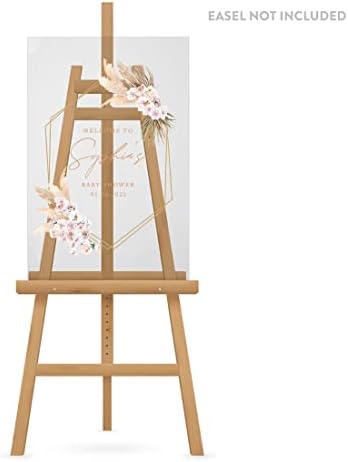 Andaz Press Custom Large Boho Dried Floral Personalized Acrylic Welcome Sign, 16" x 24", Gender-Neutral Signage for Baby Sprinkle, Fall Baby Shower Decorations - Image 3