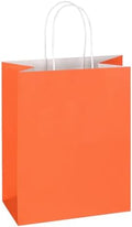 Mlyta 200 Pack 8x4.75x10 Inch Medium Orange Kraft Paper Gift Bags with Handles Bulk for Goodie Party Favor Brithday Grocery Shopping Business Wedding Retail Craft Treat To Go Return, Merchandise Sacks by Mlyta