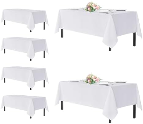 sancua White Table Cloths Rectangle, 6 Pack Tablecloths for 6 Foot Tables by sancua