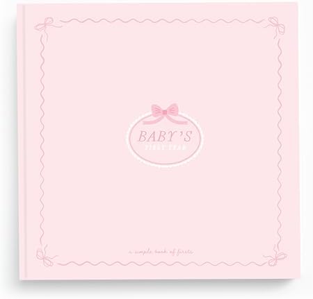 Lucy Darling Bowkissed Blush Baby Memory Book – First Year Journal, 5-Year Milestone Scrapbook & Photo Album – Keepsake for Baby Boy or Girl – Ideal Gift by LucyDarling