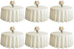 WIGENIUS 6 Pack Round Table Cloth 90 Inch Ivory Cloth Fit 5FT Round Table by WIGENIUS