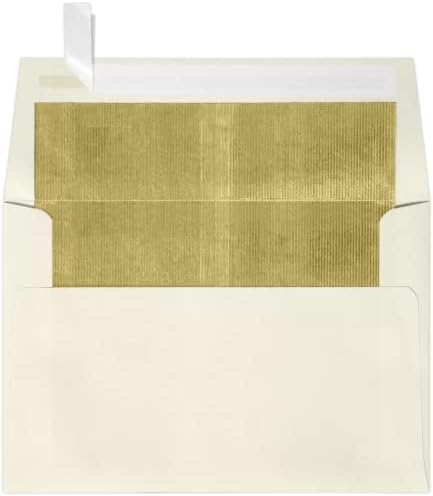 LUXPaper A4 Foil Lined Invitation Envelopes | Peel & Press | 4 1/4" x 6 1/4" | Natural w/Gold LUX Lining | 70lb. Text | 500 Qty by LUXPaper