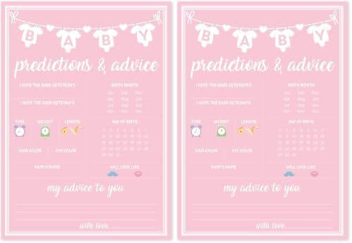 Party Hearty Baby Predictions & Advice Cards, Baby Shower Game - Pink (Pack of 2) by PartyHearty