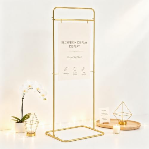 Wedding Sign Stand Adjustable Metal Easel Stand for Welcome Signs,Gold - Image 4