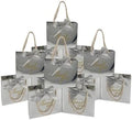 TKSBAG 50 Pack Small Thank You Gift Bags with Handles, 5.5''x 2.3''x4.7'' Mini Silver Gift Bags Bulk for Baby Shower, Birthday, Wedding, Party Favors, Mother's Day by TKSBAG