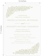 Personalized Dainty Sage Floral Invitations / 25 Custom Modern Pastel Greenery Flower Wedding Invites With White Envelopes / 5" x 7" Flat Botanical Anniversary Party Invites / Made In The USA - Image 5