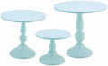 Set of 3 Blue Cake Stands, Metal Round Cake Holder Dessert Pie Pizza Display Stand 8" 10" 12" Serving Tray Decoration for Wedding Celebration Party Birthday Baby Shower by QENUIITEA