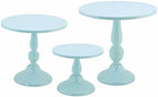 Set of 3 Blue Cake Stands, Metal Round Cake Holder Dessert Pie Pizza Display Stand 8" 10" 12" Serving Tray Decoration for Wedding Celebration Party Birthday Baby Shower by QENUIITEA