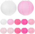 12pcs Pink Round Paper Lanterns - Hanging Decorative Lanterns for Valentine Day - Party Lamp Decoration for Day Wedding Birthday Baby Bridal Shower by SOESFOUFU