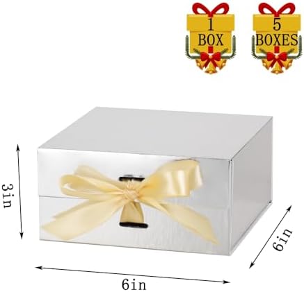 Small Gift Boxes with Lids for Presents Silver Gift Box 5 Pack 6X6X3 Inch - Image 3