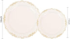 U-QE 100 PCS Ivory Plastic Plates with Gold Rim - Image 2