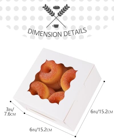 qiqee Bakery Box with Window 100packs 6x6x3 White Cookie Boxes Pastry Box for Wedding Favor Birthday ＆ Party - Image 5