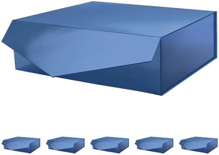PACKHOME 6 Large Navy Blue Gift Boxes 13.5x9x4.1in with Magnetic Lids by PACKHOME