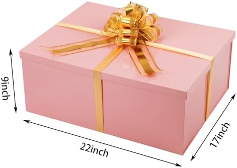 UoeRing Pink Extra Large Gift Box 2Pcs 22x17x9 inch,luxury Gift Box with Lid for Presents Birthday Christmas Valentine's Day (Includes Pull Bows,Card,Envelope,Filler) - Image 3