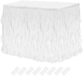 MECCANIXITY 9ft White Tutu Table Skirt, Tulle Curly Willow Table Skirt for Rectangle Tables, Ruffle Table Skirt for Birthday Wedding Gender Reveal Party by MECCANIXITY