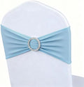 50 Pack Baby Blue Chair Sashes, Blue Spandex Chair Bands for Wedding Gender Reveal Party Decor, Baby Blue Bows for Folding Chairs by MAGTOWNE