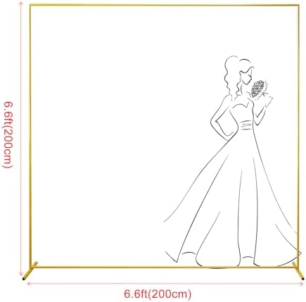 Wedding Arch Backdrop Stand 6.6x6.6 FT Gold Square Balloon Arch Frame for Wedding, Birthday Party, Baby Shower Ceremony Decoration - Image 2