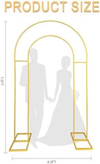 7.2FT Gold Double Arch Backdrop Stand, U-Shaped Metal Wedding Arch Frame with Open Back Design for Ceremony Baby Shower Birthday Party Garden Photo Backdrops Decorations - Image 2