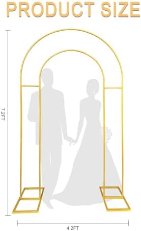 7.2FT Gold Double Arch Backdrop Stand, U-Shaped Metal Wedding Arch Frame with Open Back Design for Ceremony Baby Shower Birthday Party Garden Photo Backdrops Decorations - Image 2
