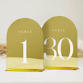 Gold Mirror Arch Table Numbers for Wedding, 30 Pack 5x7" Gold Mirror Arch Acrylic Signs with Stand Acrylic Table Numbers 1-30, Perfect for Wedding Reception by JINMURY