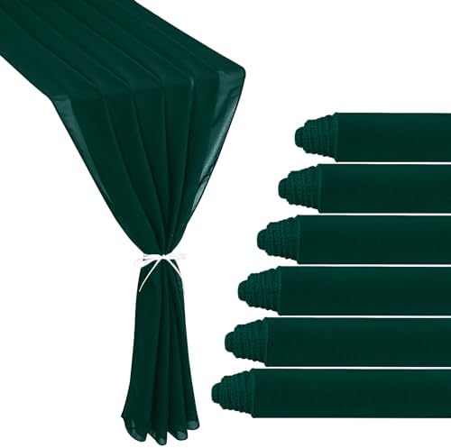 6 Pack 10Ft Emerald Green Chiffon Table Runner 29x120 Inches Sheer Fabric Table Runner Romantic Wedding Runner for Thanksgiving Christmas Bridal Shower Decorations （Emerald Green） by JALANCY