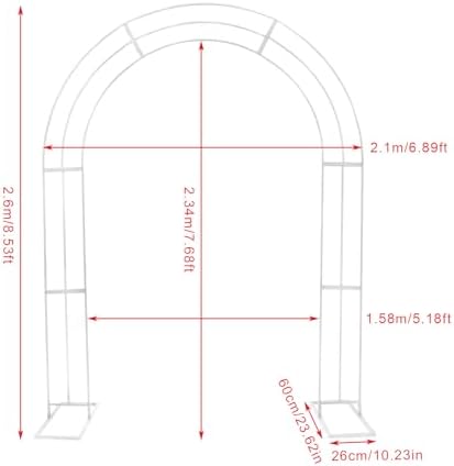 8.53Ft White Metal Wedding Arch Backdrop Stand with Base, Balloon Arch Stand Gold Backdrop Stand for Wedding Ceremony Bridal Baby Shower Photo Booth Party Decor (3-Layer White Wedding Arch) - Image 2