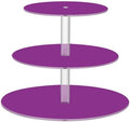 J JOYSAY Purple Pattern Acrylic Cupcake Stand 3 Tier Dessert Table Display Set Clear Cake Stands for Wedding Party Baby Shower Decorations Easy Assembly Pastry Tower by J+JOYSAY