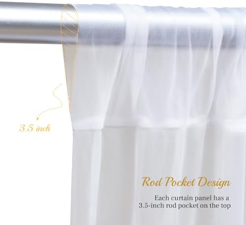 10x10ft White Backdrop Curtain with Lights String for Parites, Sheer Curtain Tulle Photo Backdrop Drapes for Wedding Baby Shower Bridal Shower Birthday Photography Background Decoration - Image 6