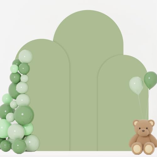 FOTSHARER Arch Cover Set of 3 Sage Green Wedding Arch Cover Spandex Fitted Arch Backdrop Cover for Arch Stand Chiara Arch Cover 4FT 5FT 6FT Spandex Arch Covers Stretchy Backdrop for Garland Arch Decor - Image 4