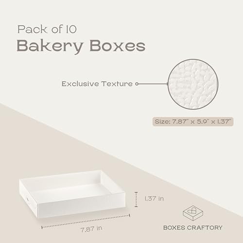 Pack of 10 Bakery Boxes with Window (7.87" x 5.9" x 1.37") - Ideal for Cookie with Window, Pastry and Small Charcuterie, White Leather - Image 2