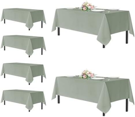 sancua Tablecloths Rectangle, 6 Pack Table Cloth for 8 Foot Tables, Sage Green by sancua