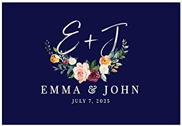 Andaz Press Custom Personalized Disposable Paper Placemats, 12 x 18 Inch, Set of 25, Navy Floral Custom, Tableware, Dining, Tabletop, Table Setting for Wedding, Bridal Shower by AndazPress