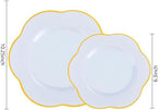 Liacere 50PCS Light Blue Plastic Plates - Heavy Duty Blue Disposable Plates - Blue and Gold Plastic Plates Include 25PCS Blue Dinner Plates, 25PCS Blue Dessert Plates for Party/Baby Shower/Wedding - Image 3