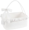 OIAHOMY Gift Basket with Long Handles, Large Woven Baskets for Gifts with Gift Bag, Ribbons and Lace, Cotton Rope Storage Basket for Birthdays, Baby Showers, Picnic, Wedding DIY Presents 19L - White by MasterofSpaceOptimization