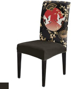 Cherry Blossom Dining Chair Covers Set of 4, Harmony Crane Red Moon Paper Fan Stretch Spandex Kitchen Chair Slipcovers Removable Washable, Parsons Protector for Wedding Party Living Room Baby Shower by Unknown