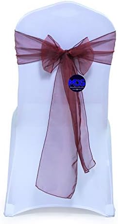 MDS Pack of 100 Organza Chair Sashes for Wedding & Event Décor – Burgundy by MDS