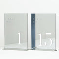 Sliver Wedding Table Numbers 1-15 with Stands, 5"x7" Sliver Mirror Acrylic Table Numbers for Wedding Reception (Sliver Mirror White Font, Number 1-15, 5"x7") by JINMURY