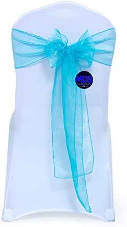 MDS Pack of 100 Organza Chair Sashes for Wedding & Event Décor – Light Teal by MDS