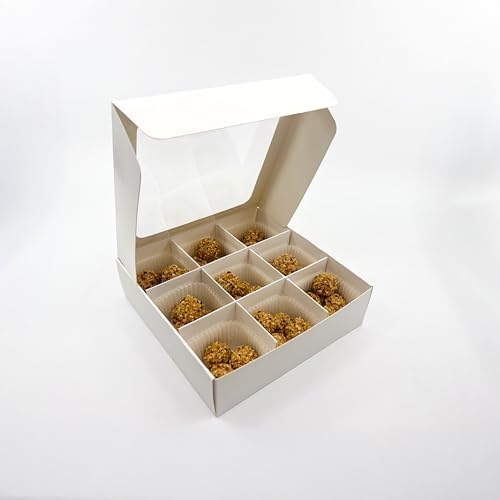 20-Ct White Treat Boxes, 6.5x6.5x1.9in, Window & Dividers - Image 2