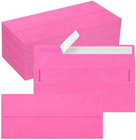 200 Pack #10 Hot Pink Envelopes Letter Size Self Seal Business Envelopes by QIKSION