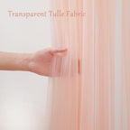 20×10ft Peach Tulle Backdrop Curtain with Lights String for Parties, Sheer Photo Curtain Backdrop Drapes for Wedding Party Photography Decorations - Image 4
