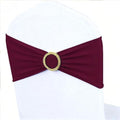 Burgundy Chair Sashes 50 Pack with Gold Buckle Slider, Spandex Wine Red Chair Bands Bows for Folding Chairs Wedding Party Banquet Décor by MAGTOWNE