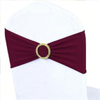 Burgundy Chair Sashes 50 Pack with Gold Buckle Slider, Spandex Wine Red Chair Bands Bows for Folding Chairs Wedding Party Banquet Décor by MAGTOWNE