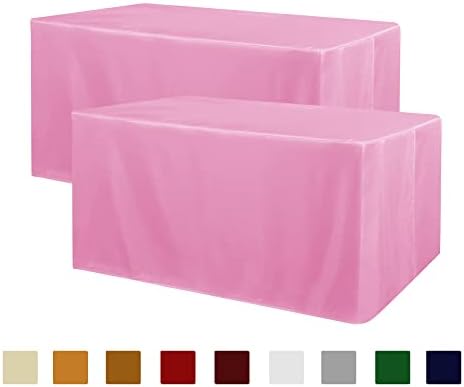 Obstal 2 Pack Table Clothes for 8 Foot Rectangle Tables, Pink by Obstal