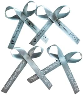 25 Personalized Ribbons Assesmbled Bows Custom Bridal Shower Favor Party Favors Wedding Bridesmaid Memorial Ribbons Funeral Baby Invitations Mis XV años Quinceanera (Seafoam) - Image 5