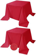Fokitut 2 Pack Waterproof Square Tablecloth, 90x90 Inch, Stain Resistant and Wrinkle Polyester Table Cloth, Fabric Table Cover for Kitchen Dining, Wedding, Party, Holiday Dinner-Red by BalsaCircle