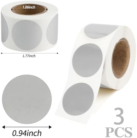 Scratch Off Stickers, 3000 Pack 1" Sticker Labels, Scratch Off Cards, 1 Roll Round Scratch Off Stickers Labels, Self Adhesive Labels for Baby Showers Wedding DIY Lottery Tickets Birthday Gift, Silver - Image 2
