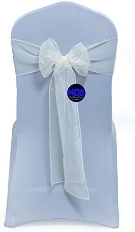 MDS Pack of 100 Organza Chair Sashes for Wedding & Event Décor – Ivory by MDS