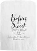 Personalized Babies Are Sweet Treat Bags / 50 Custom Baby Shower Enjoy A Treat Party Favor Bags / 5 3/4" x 8" Flat Candy Cookie Holder Baby Shower Appreciation Dessert Bag / Made In The USA by CanopyStreet